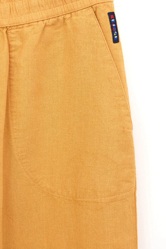 Pantalón fluido cropped en mezcla de lino