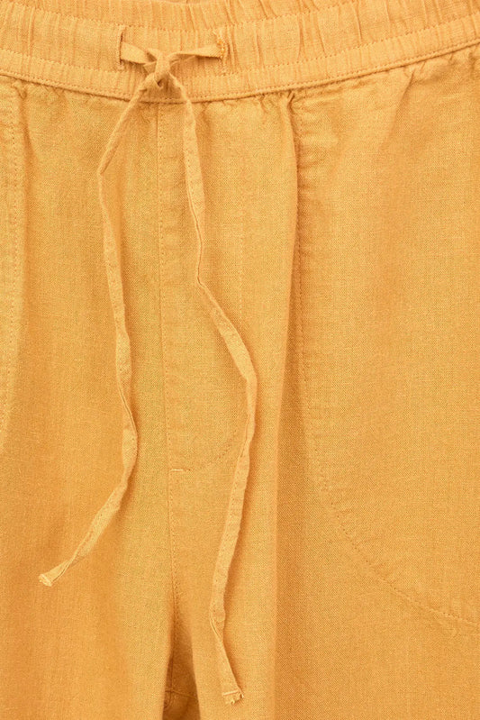 Pantalón fluido cropped en mezcla de lino