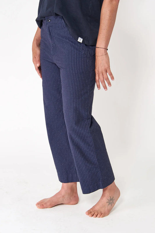 Indigo fine stripe pants
