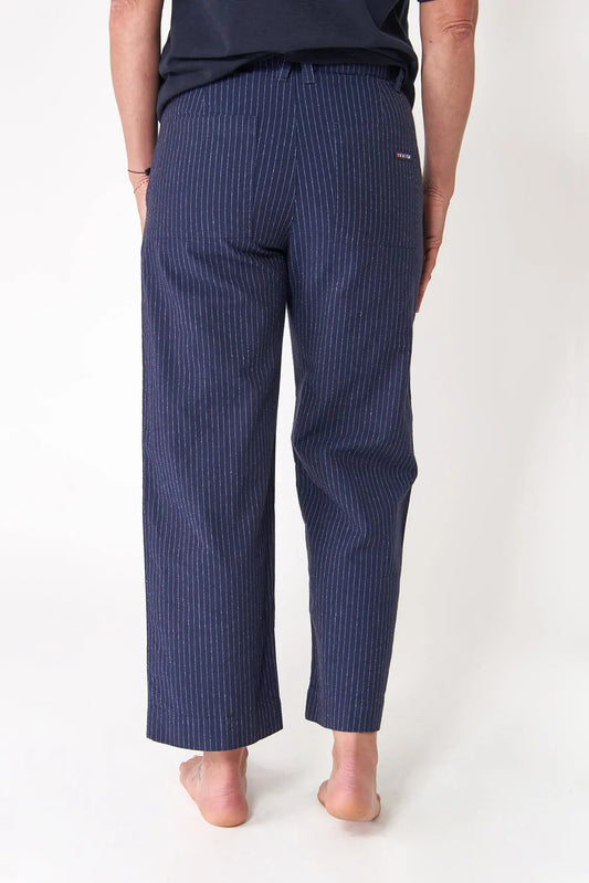 Indigo fine stripe pants