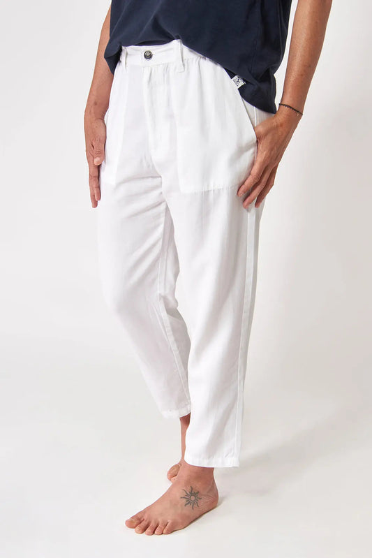 Tencel pants with elastic waistband