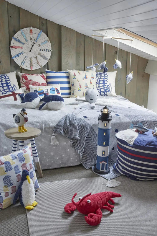 Peluche de Pingüino blanco, azul y amarillo 29 cm - D2278 Decoración Náutica Batela