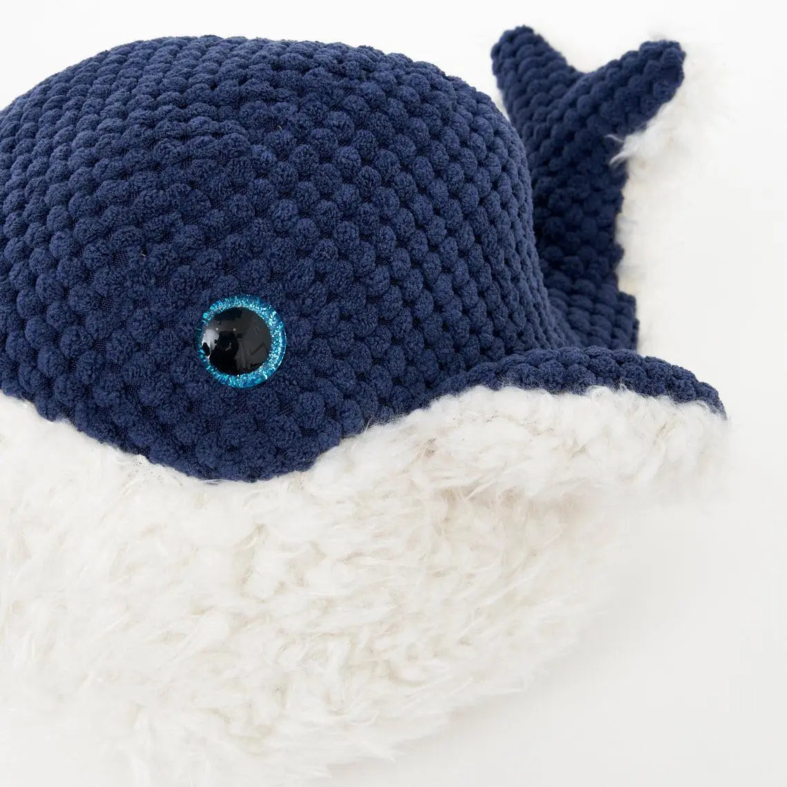 Peluche suave de ballena blanco y azul 25 cm. Algodón - D2273 Batela