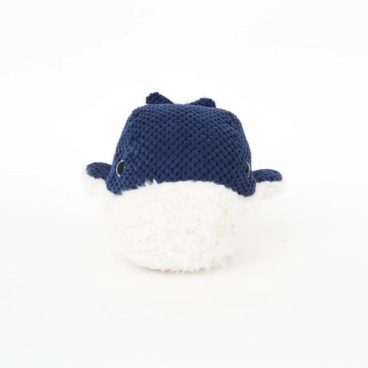 Peluche suave de ballena blanco y azul 25 cm. Algodón - D2273 Batela