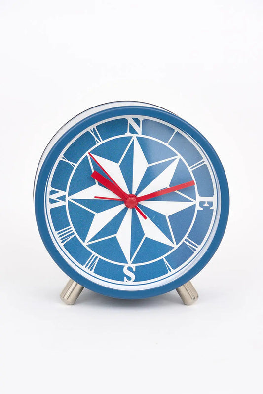 Petite horloge de table avec rose des vents