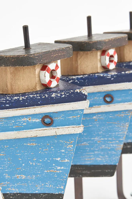 Perchero de 3 perchas barcos de madera Batela Deco 2024