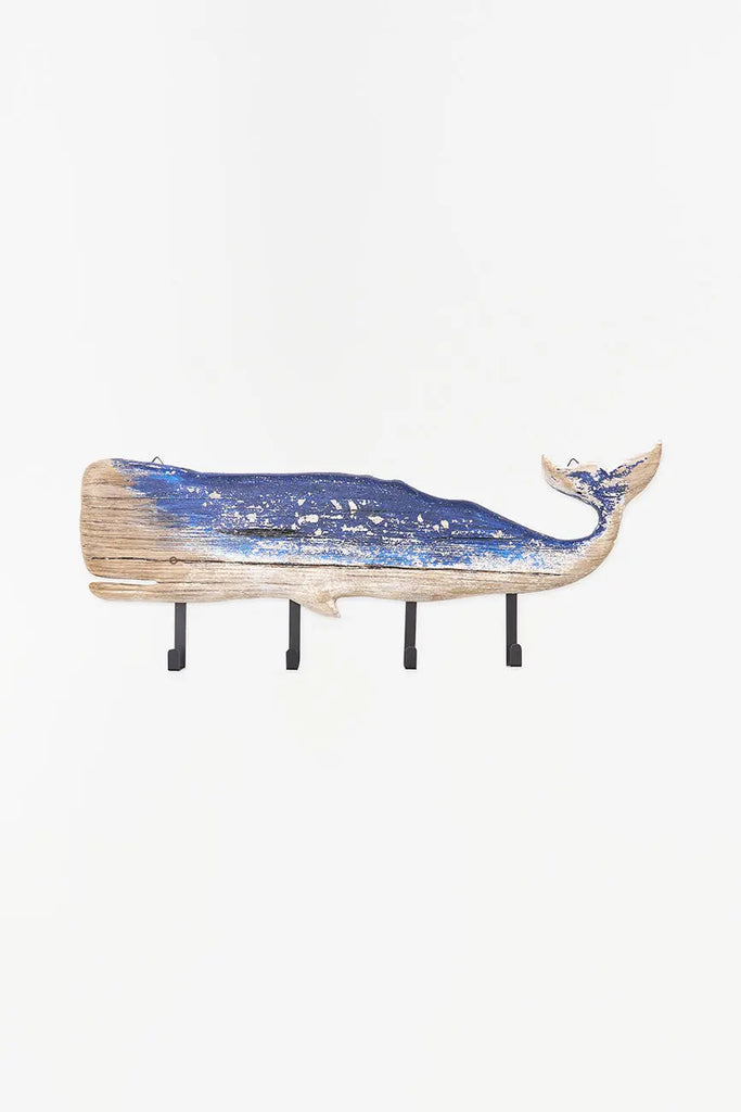 Perchero de madera envejecida ballena