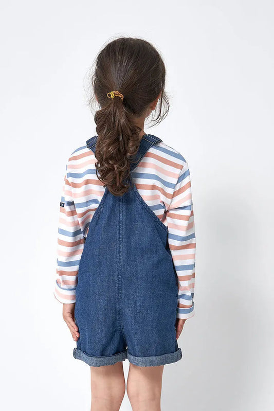 Girl's denim overalls and shorts