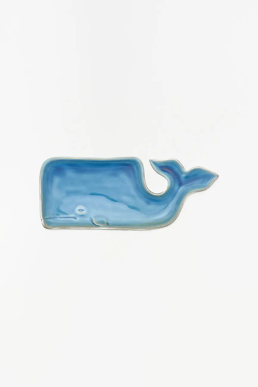 Blue whale shaped porcelain plate