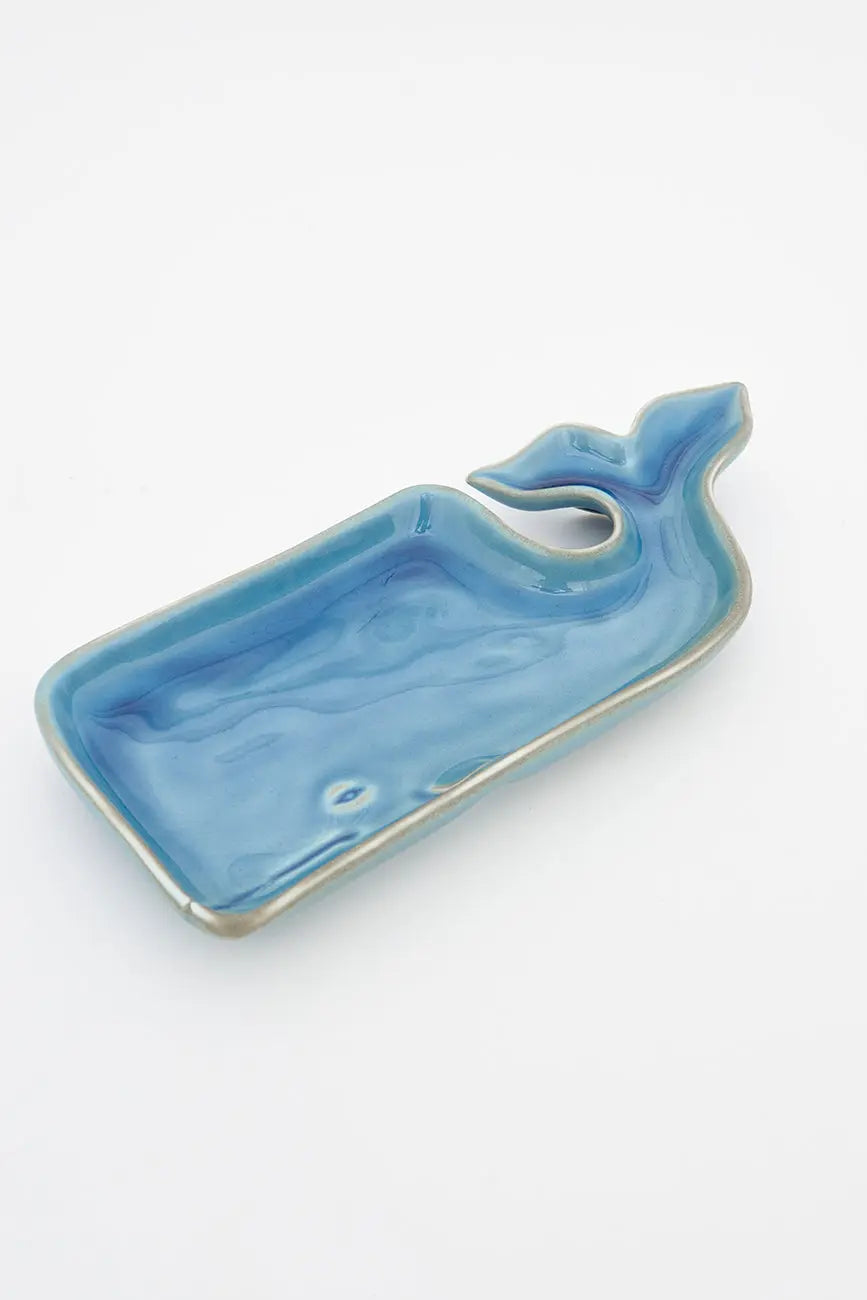 Blue whale shaped porcelain plate