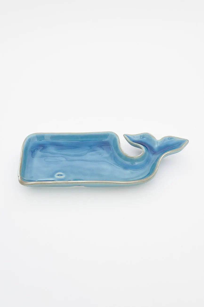 Blue whale shaped porcelain plate