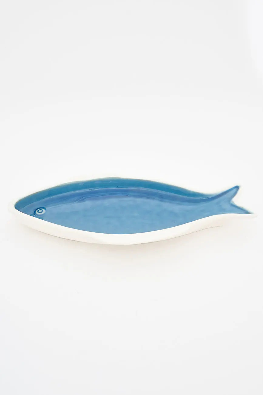 Portzelanazko plater urdina, arrain-formarekin