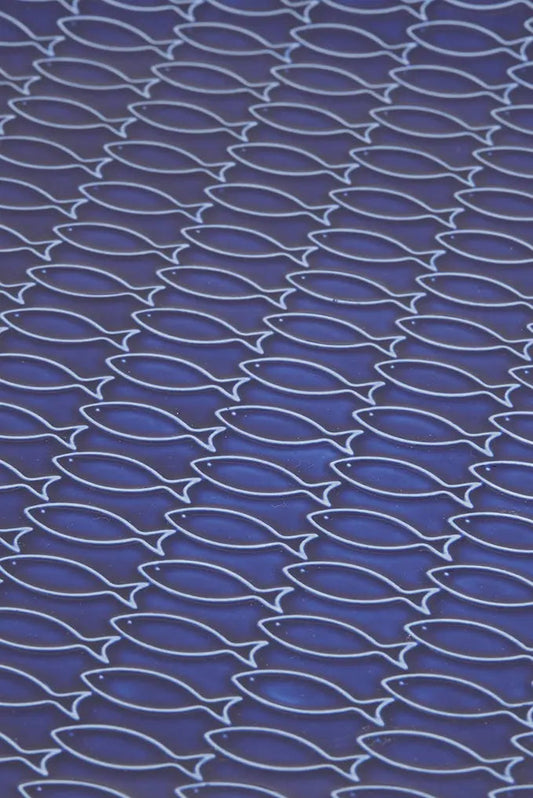 Assiette poissons en céramique ronde irrégulière