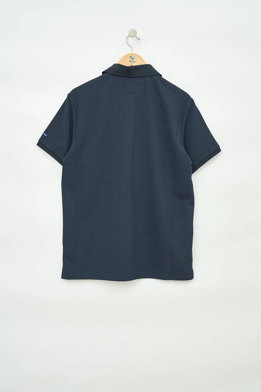 Short-sleeved piqué knit polo shirt