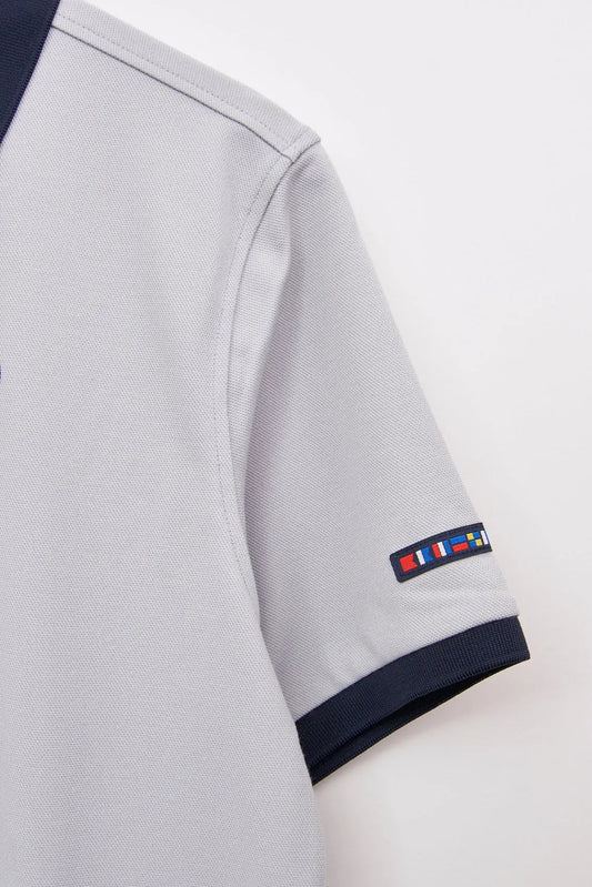 Short-sleeved piqué knit polo shirt