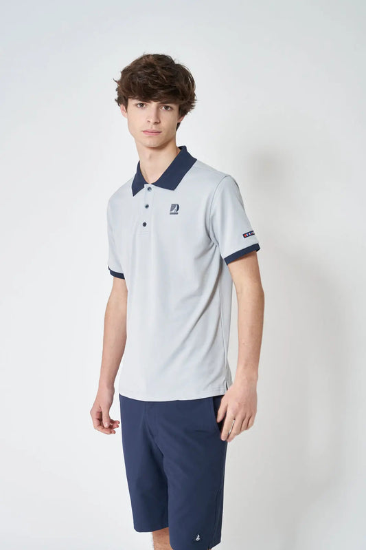 Short-sleeved piqué knit polo shirt