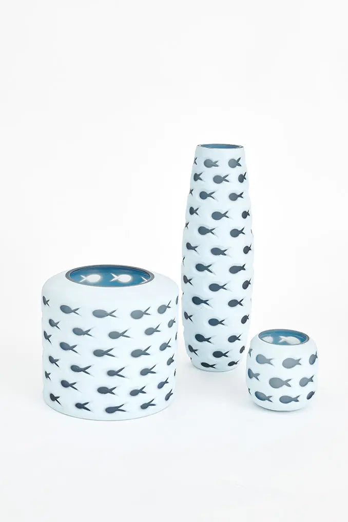 Porta velas de cristal con peces pequeña Batela Deco 2024