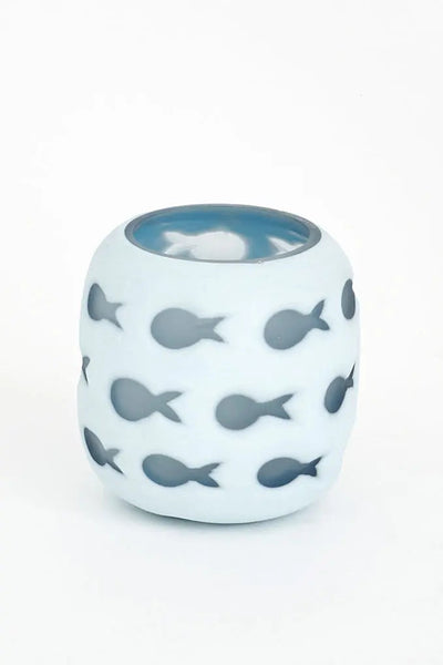 Batela Portavelas de Cristal con Peces Azules Pequeño