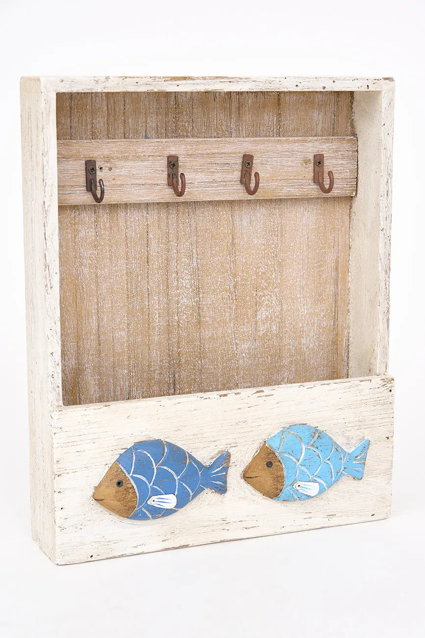 Portallaves de madera con peces