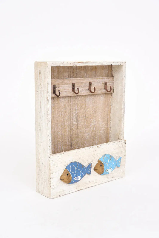 Portallaves de madera con peces