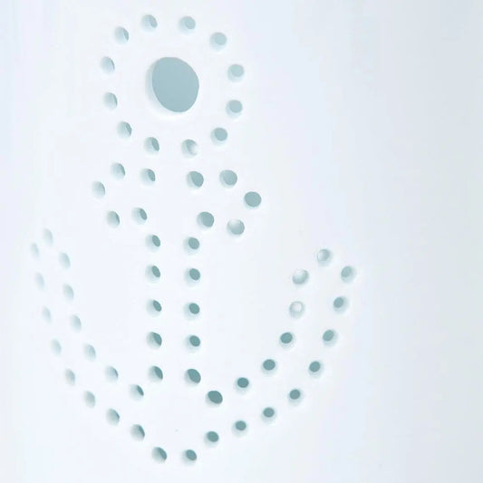 Portavelas de cerámica blanca con ancla - D7298 Batela