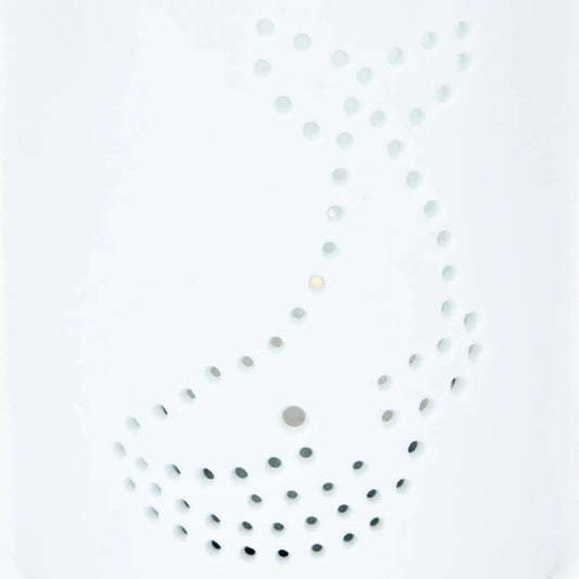 Portavelas de cerámica blanca con ballena - D7299 Batela