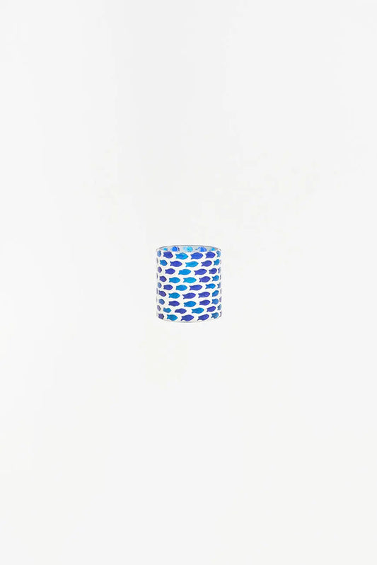 Portavelas pequeño de cristal con peces