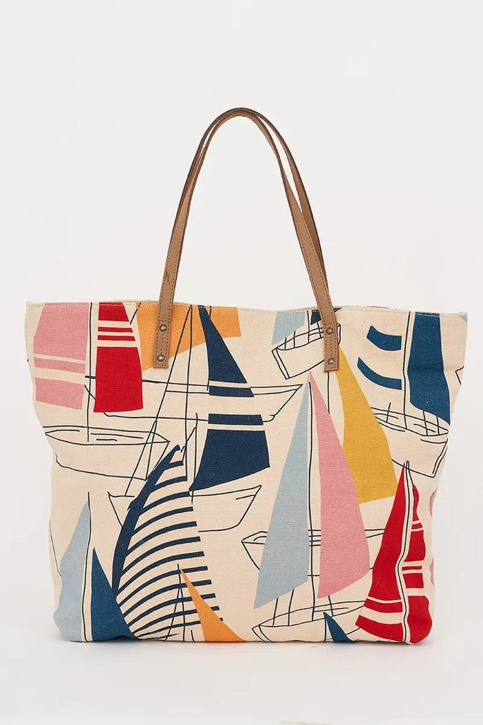 Bolsa grande con dibujos veleros multicolor