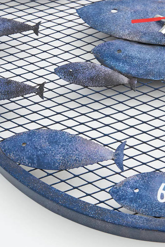 Reloj de metal con banco de peces Batela Deco 2024