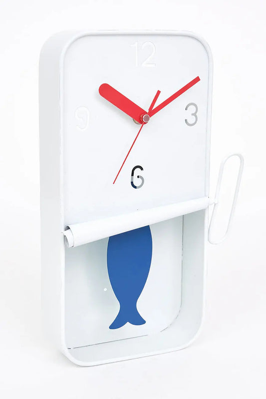 Reloj lata de conservas blanca