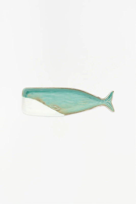 Whale spoon rest in green porcelain
