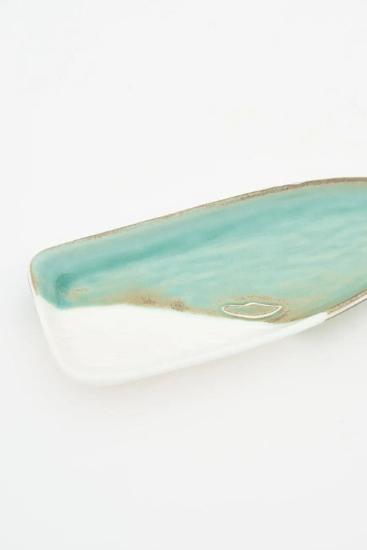 Whale spoon rest in green porcelain