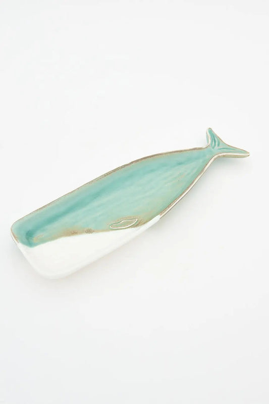 Whale spoon rest in green porcelain
