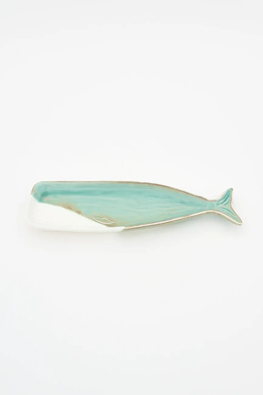 Reposacucharas ballena en porcelana verde