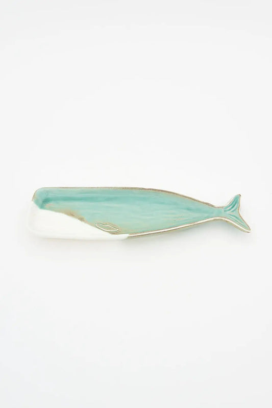 Whale spoon rest in green porcelain