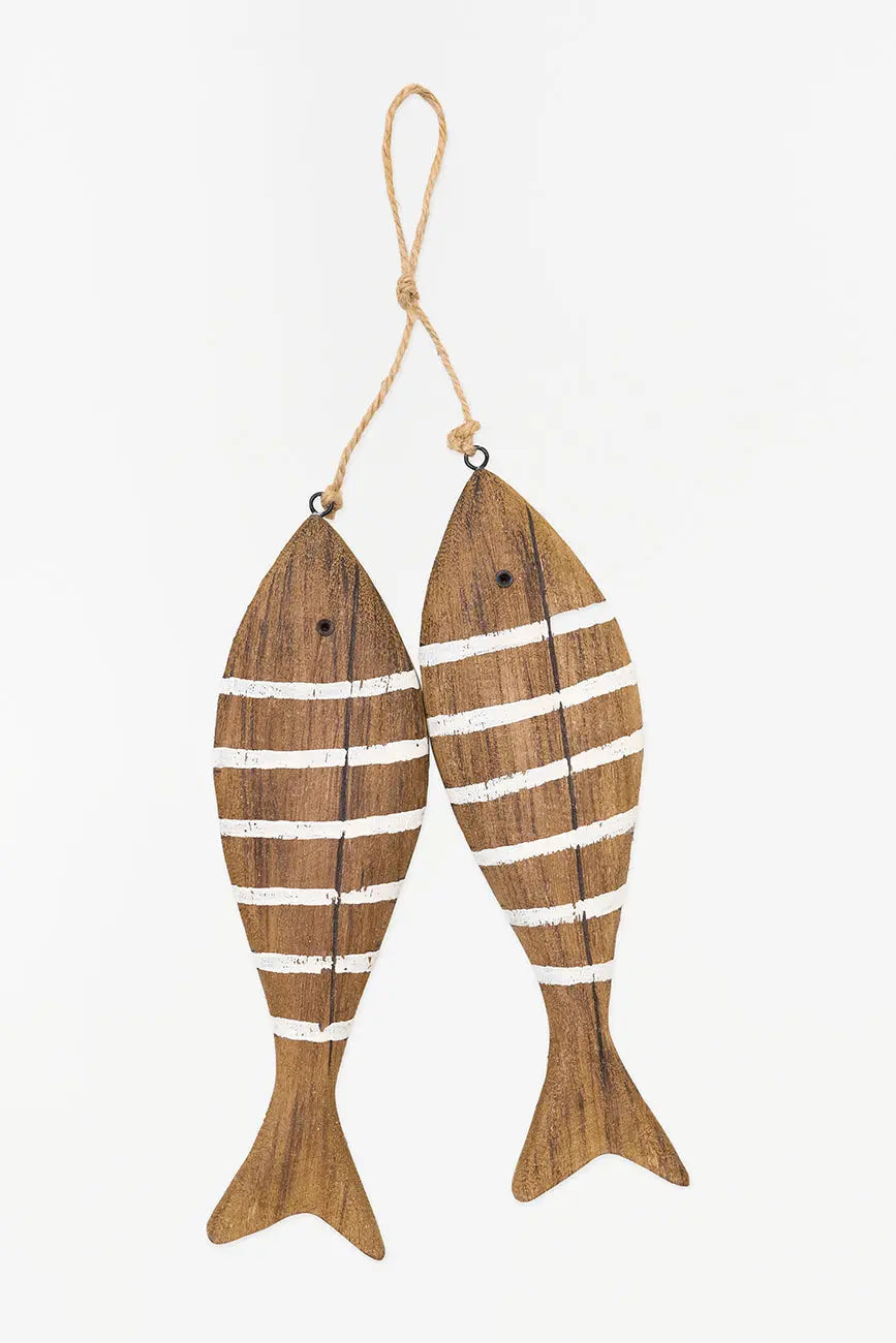 Ristra de 2 peces de madera a rayas