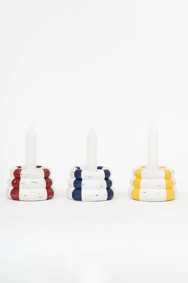 Set de 3 Portavelas con forma de salvavidas de madera