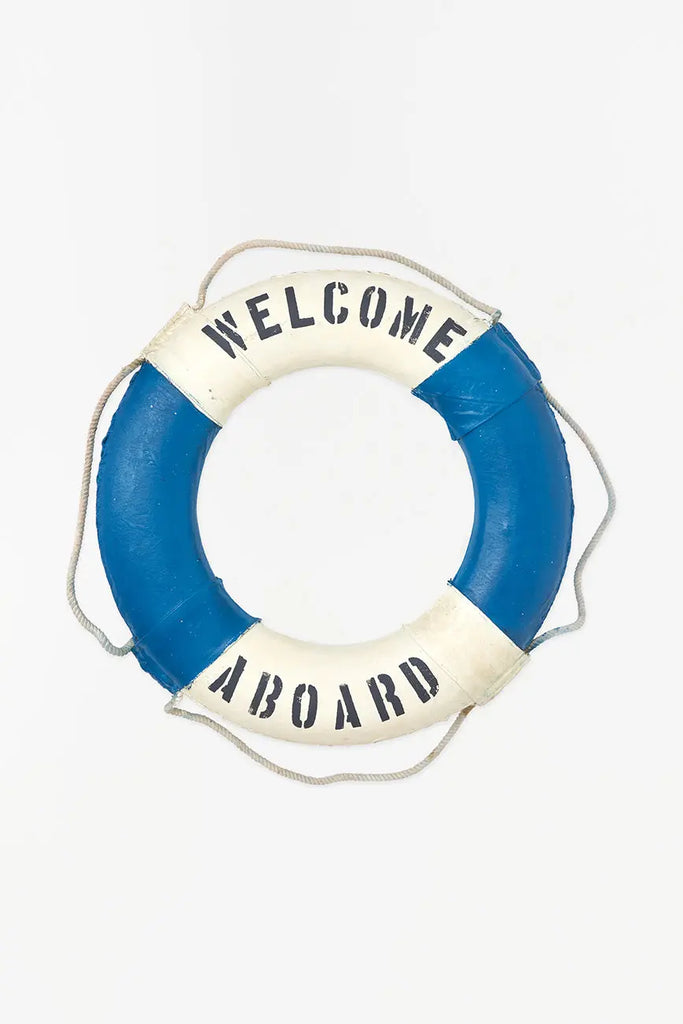 Salvavidas envejecido 'Welcome Aboard'