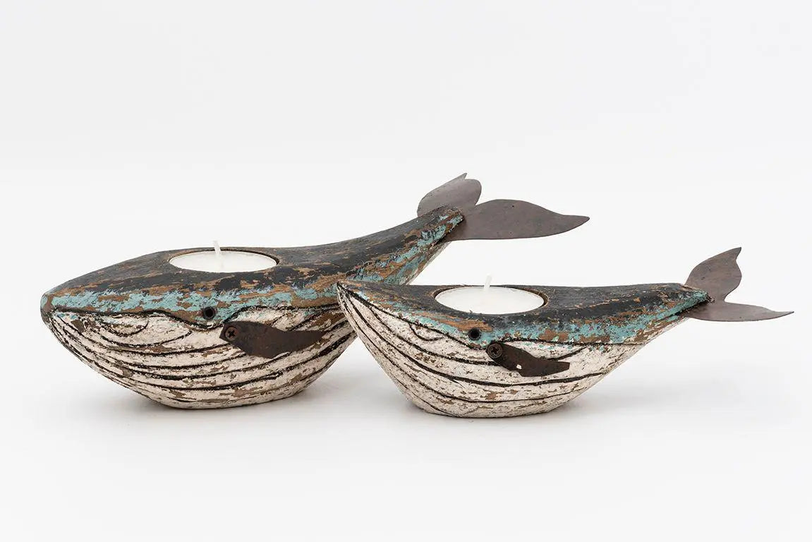 Set de 2 portavelas ballena - D2048 Decoración Náutica Batela