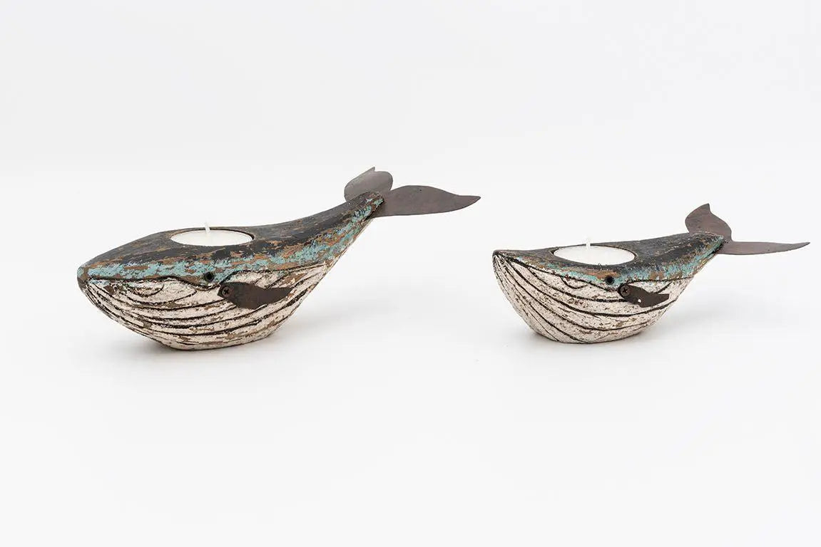 Set de 2 portavelas ballena - D2048 Decoración Náutica Batela