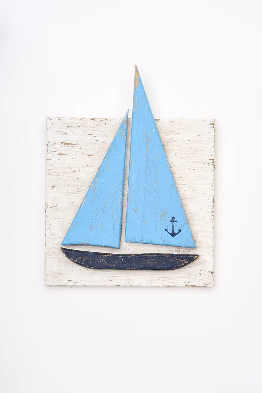 3 cuadros de veleros en madera envejecida