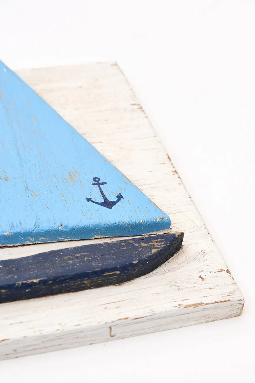 3 cuadros de veleros en madera envejecida