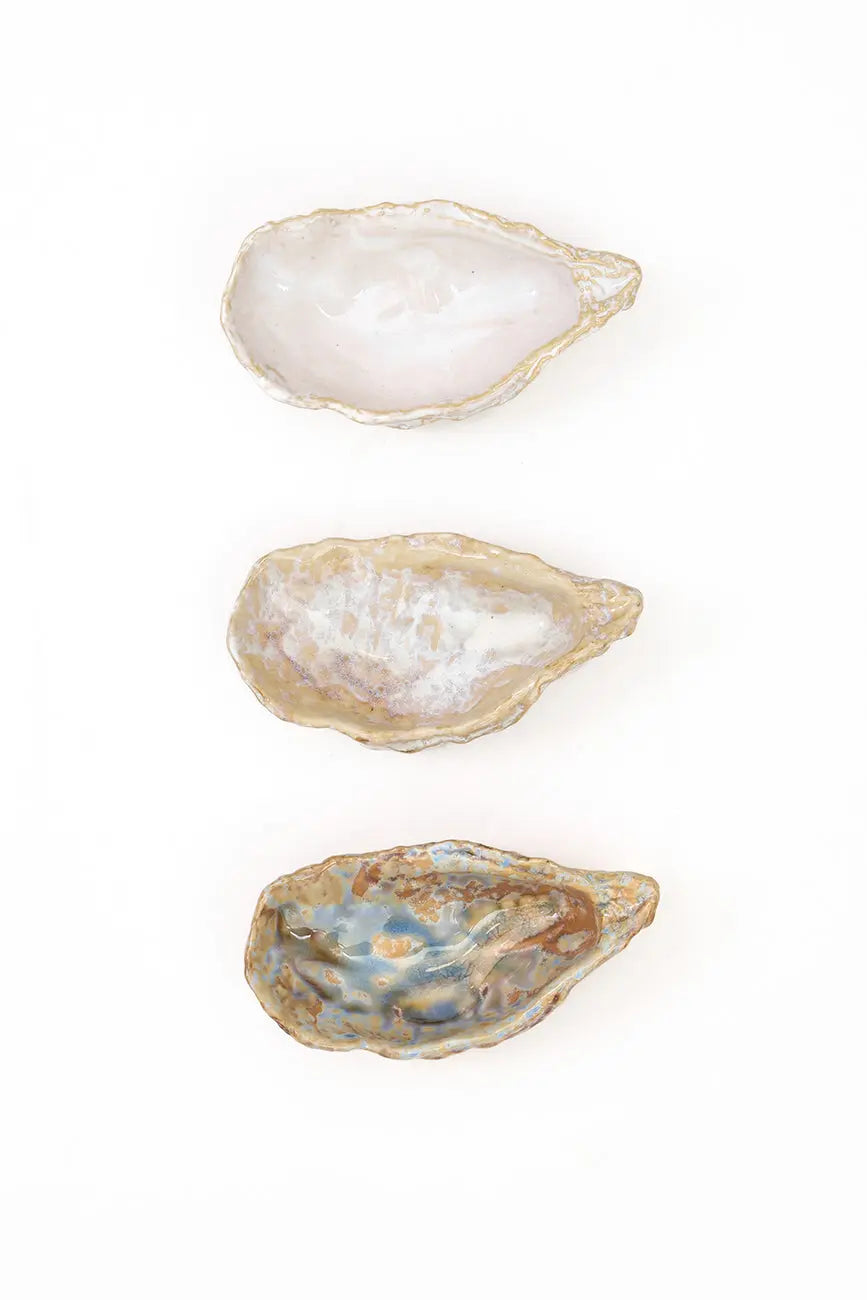 3 cuencos forma de ostra en cerámica