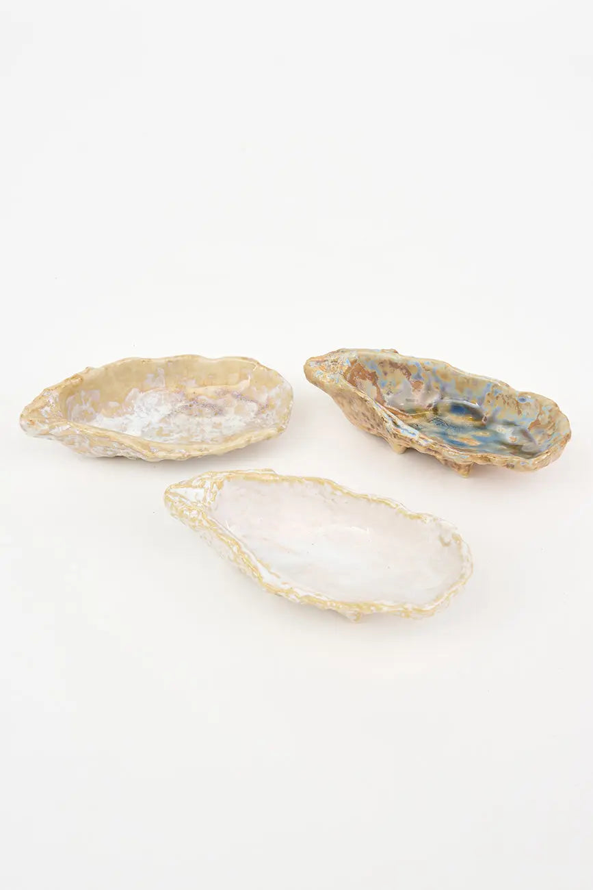 3 cuencos forma de ostra en cerámica
