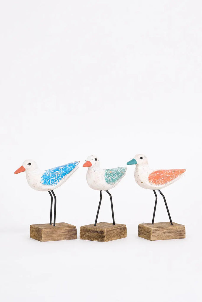 Set de 3 pequeños pajaros de madera