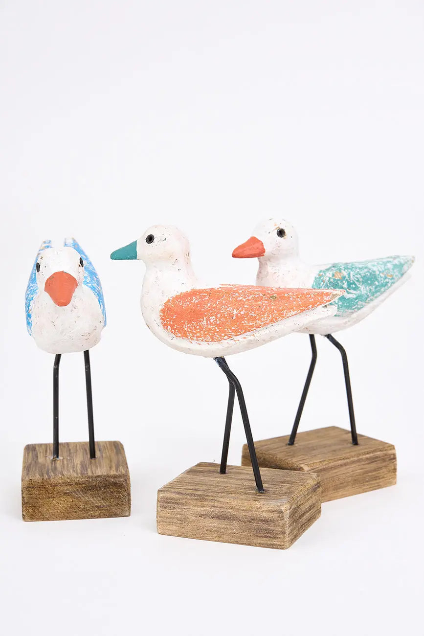 Set de 3 pequeños pajaros de madera