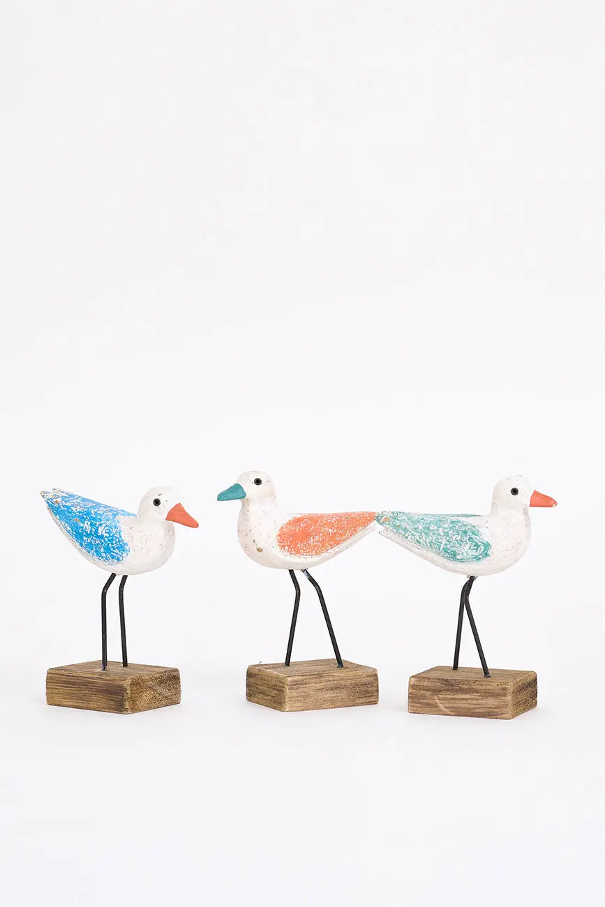 Set de 3 pequeños pajaros de madera