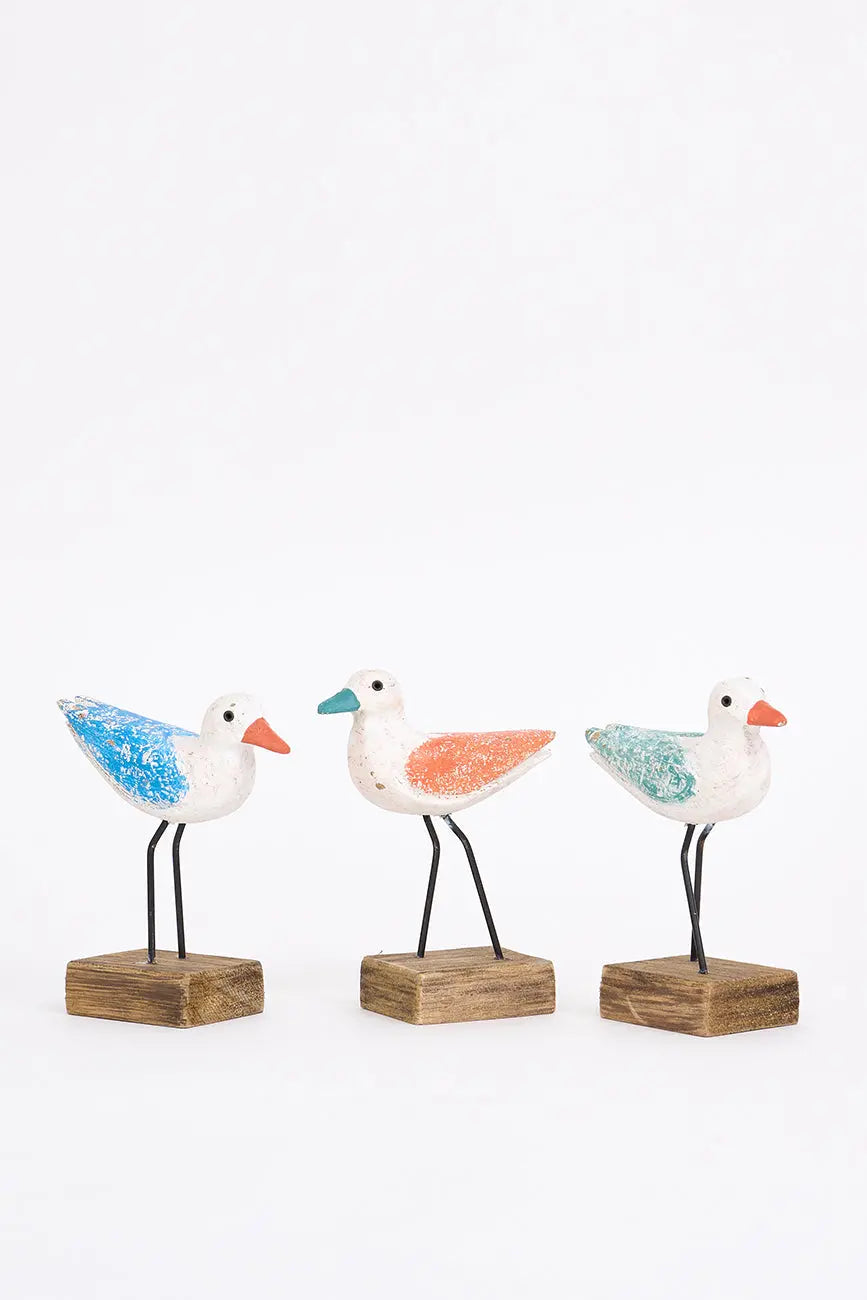 Set de 3 pequeños pajaros de madera