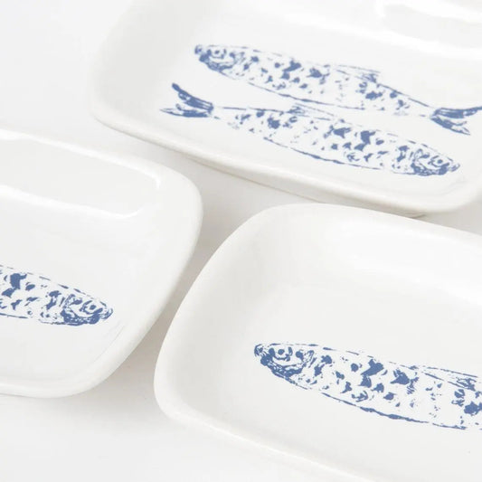 Set of 3 small plates with fish - D7408