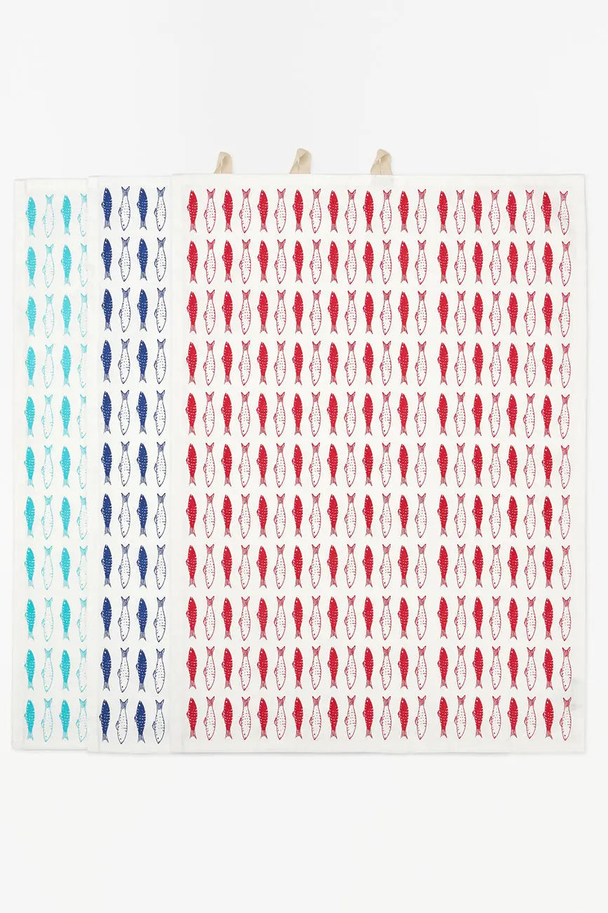 Set de 3 trapos con peces en algodón